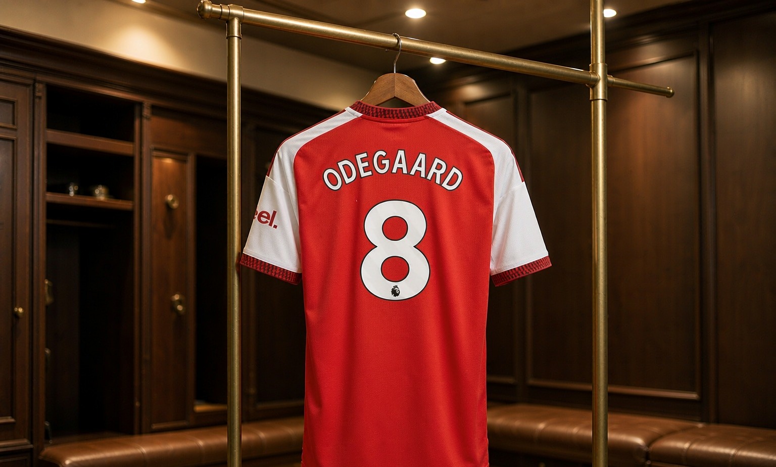 Our 2026/27 Arsenal No.8 shirt in the dressing room