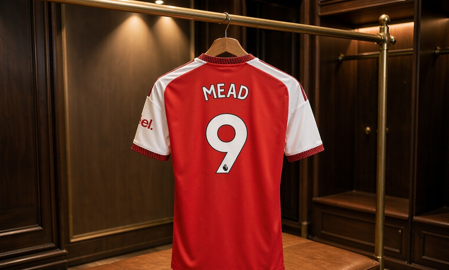 Our 2026/27 Arsenal Women No.9 shirt in the dressing room