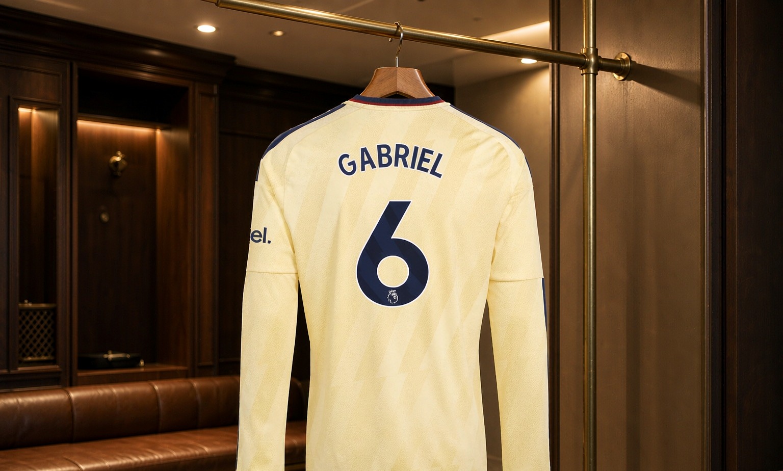 Our 2026/27 Arsenal No.6 shirt in the dressing room