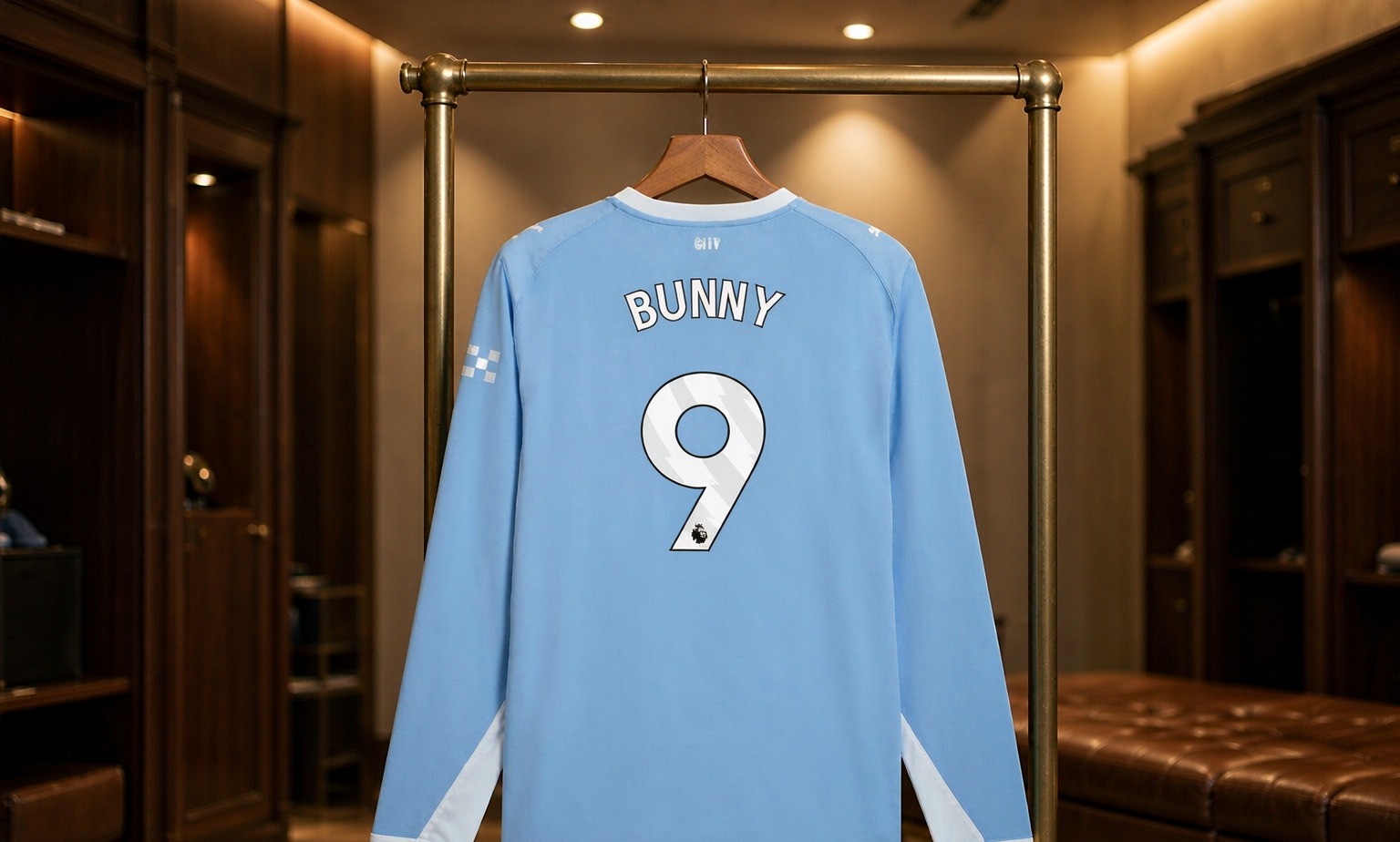 Our 2026/27 Manchester City Women No.9 shirt in the dressing room