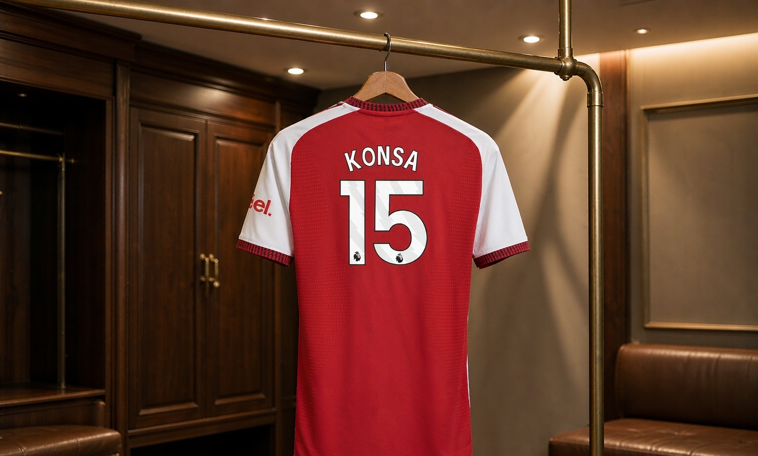Our 2026/27 Arsenal No.15 shirt in the dressing room