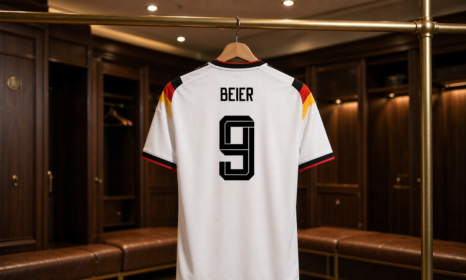 Our 2026/27 Borussia Dortmund No.9 shirt in the dressing room