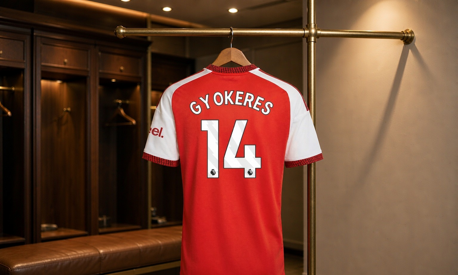 Our 2026/27 Arsenal No.14 shirt in the dressing room