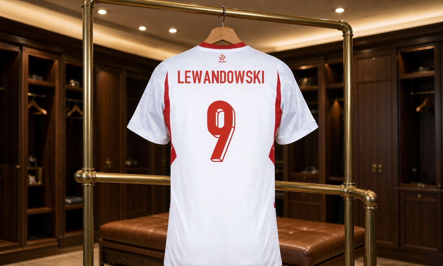 Our 2026/27 Bayern Munich No.9 shirt in the dressing room