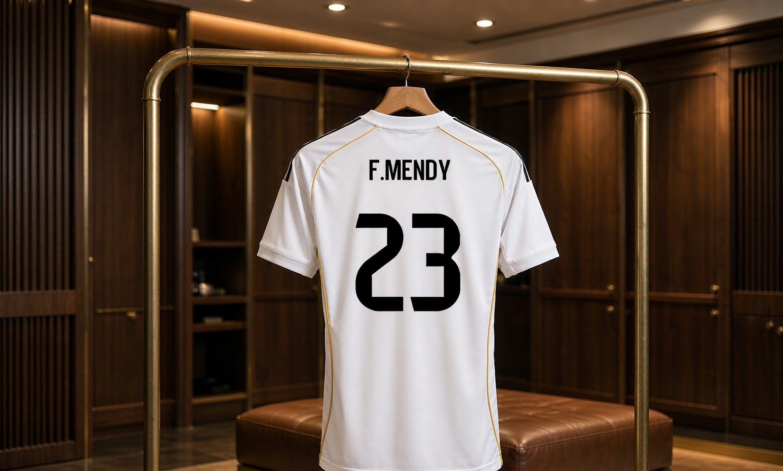 Our 2026/27 Real Madrid No.23 shirt in the dressing room