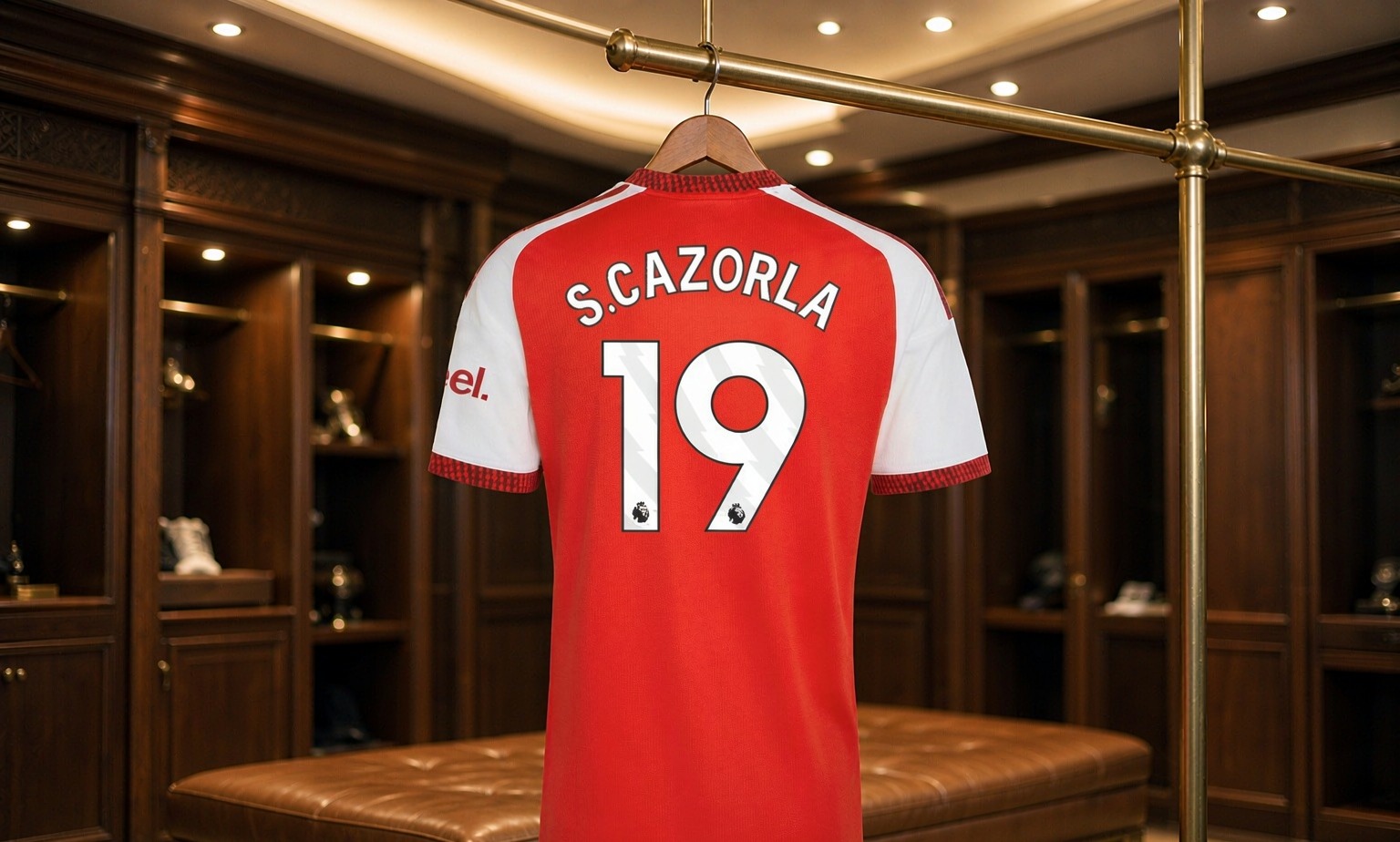 Our 2026/27 Arsenal No.19 shirt in the dressing room