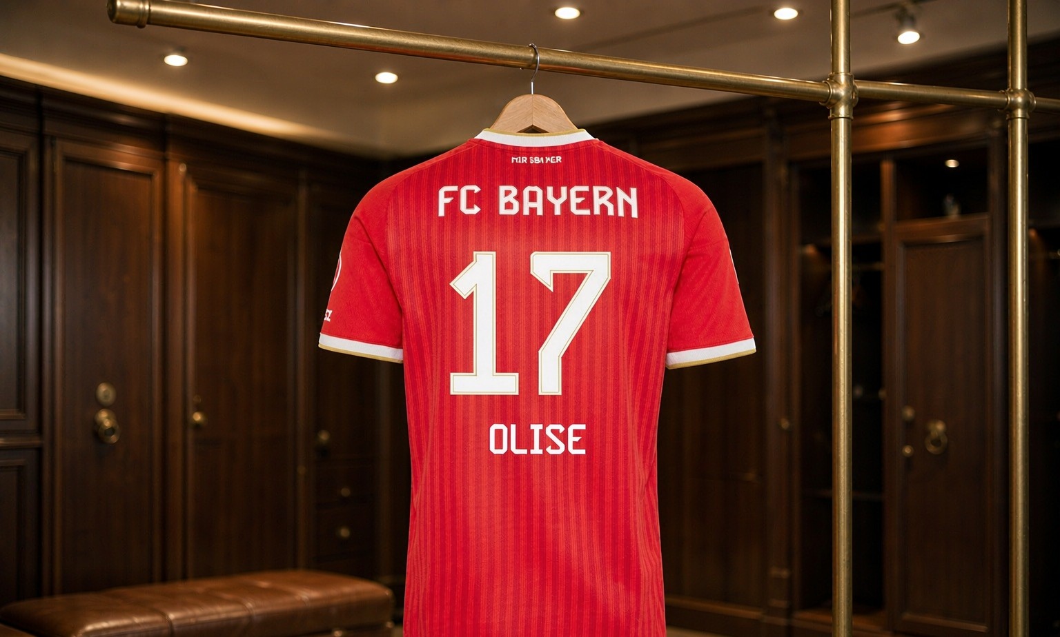 Our 2026/27 Bayern Munich No.17 shirt in the dressing room