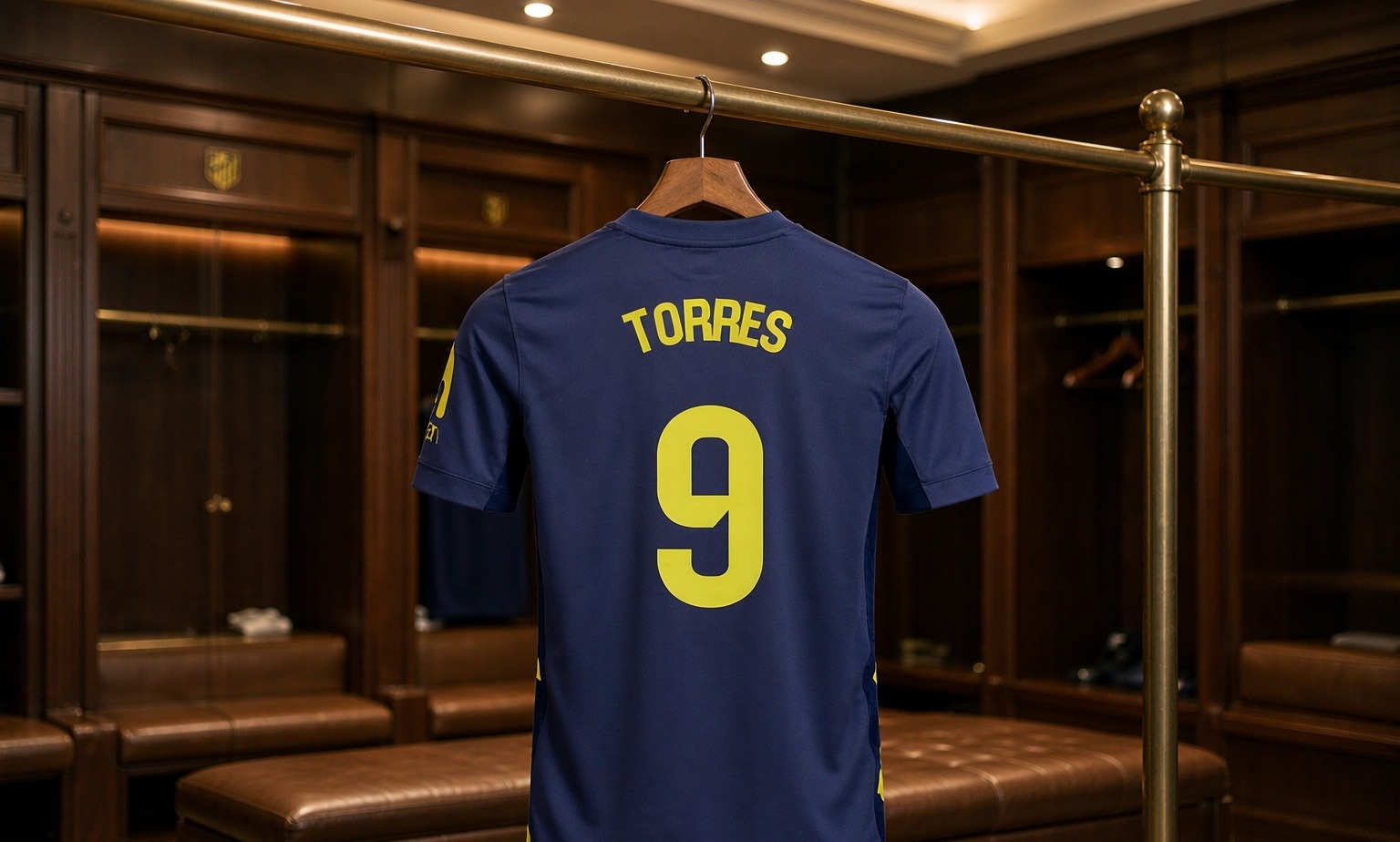 Our 2026/27 Atlético Madrid No.9 shirt in the dressing room