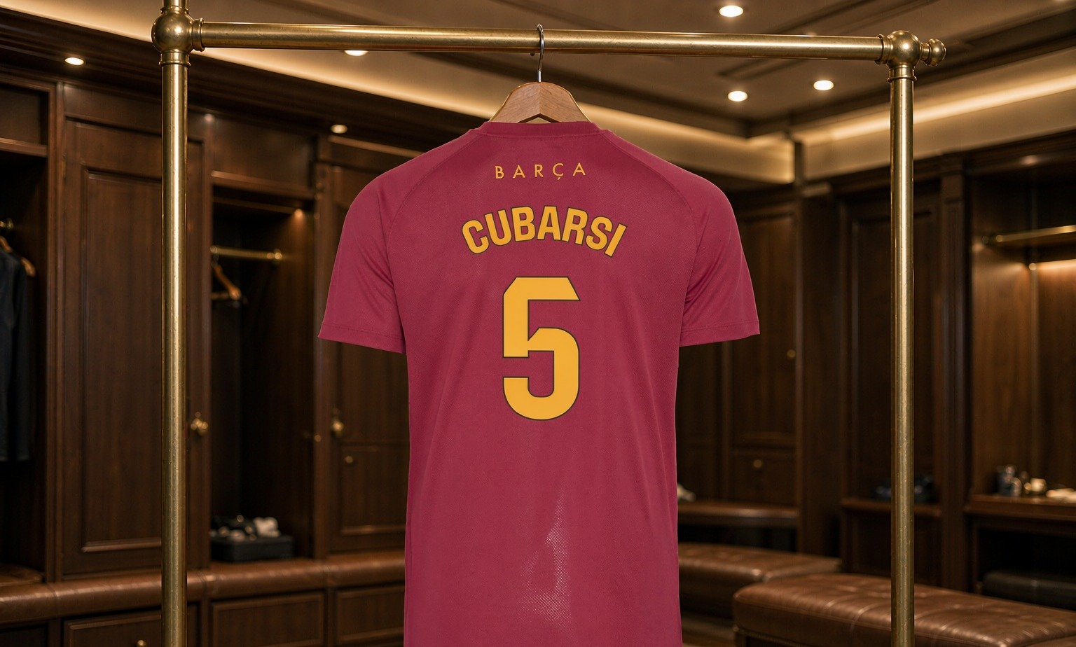 Our 2026/27 Barcelona No.5 shirt in the dressing room