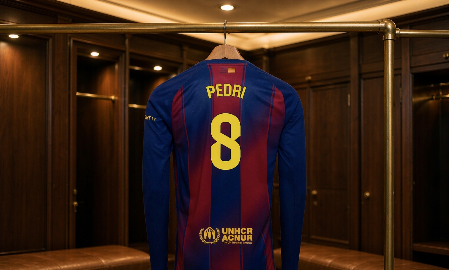 Our 2026/27 Barcelona No.8 shirt in the dressing room