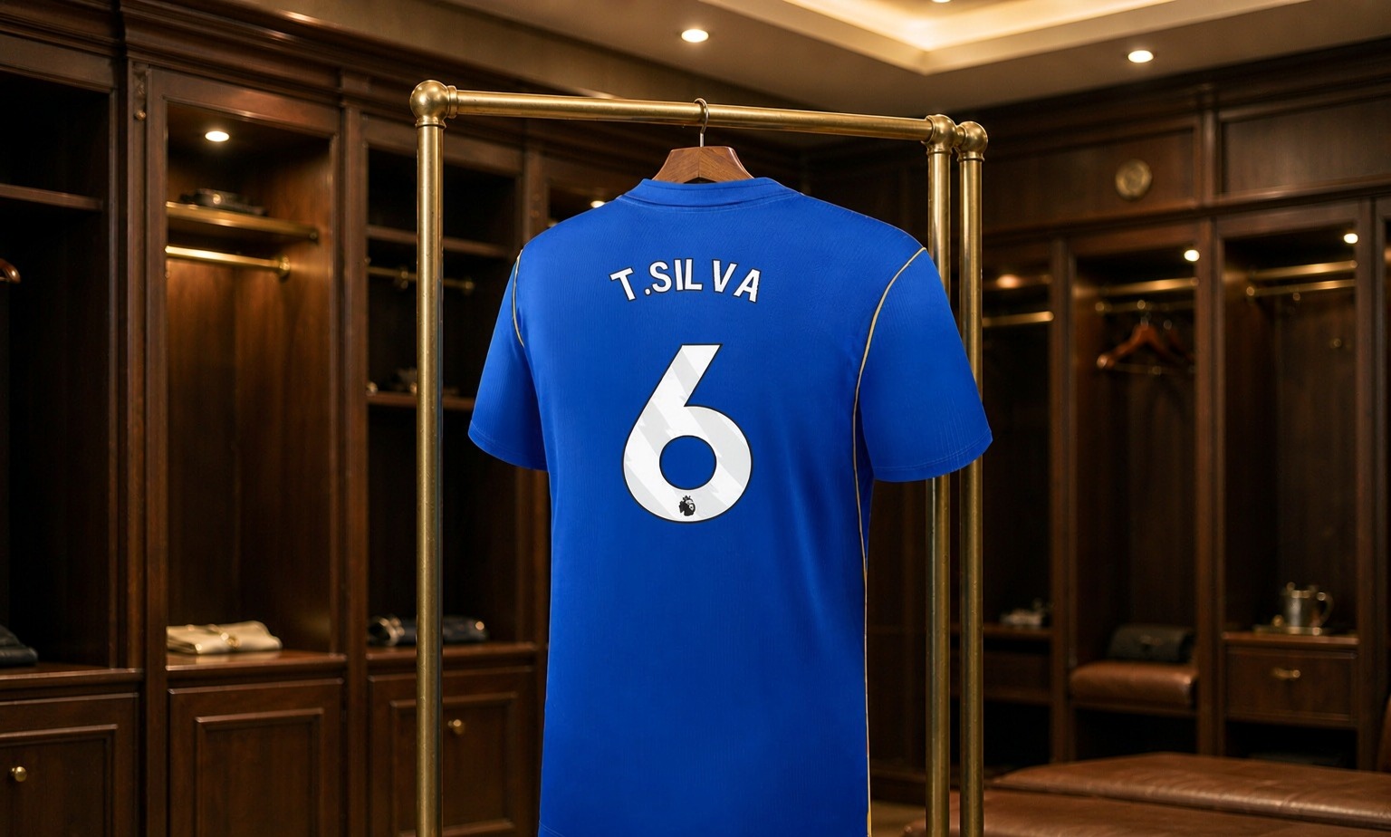Our 2026/27 Chelsea No.6 shirt in the dressing room