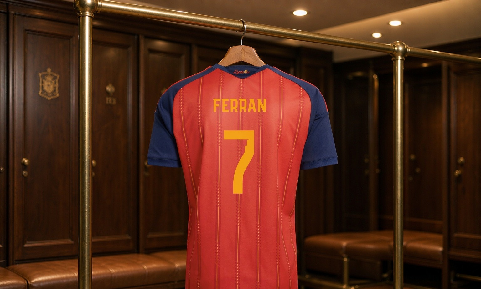 Our 2026/27 Barcelona No.7 shirt in the dressing room