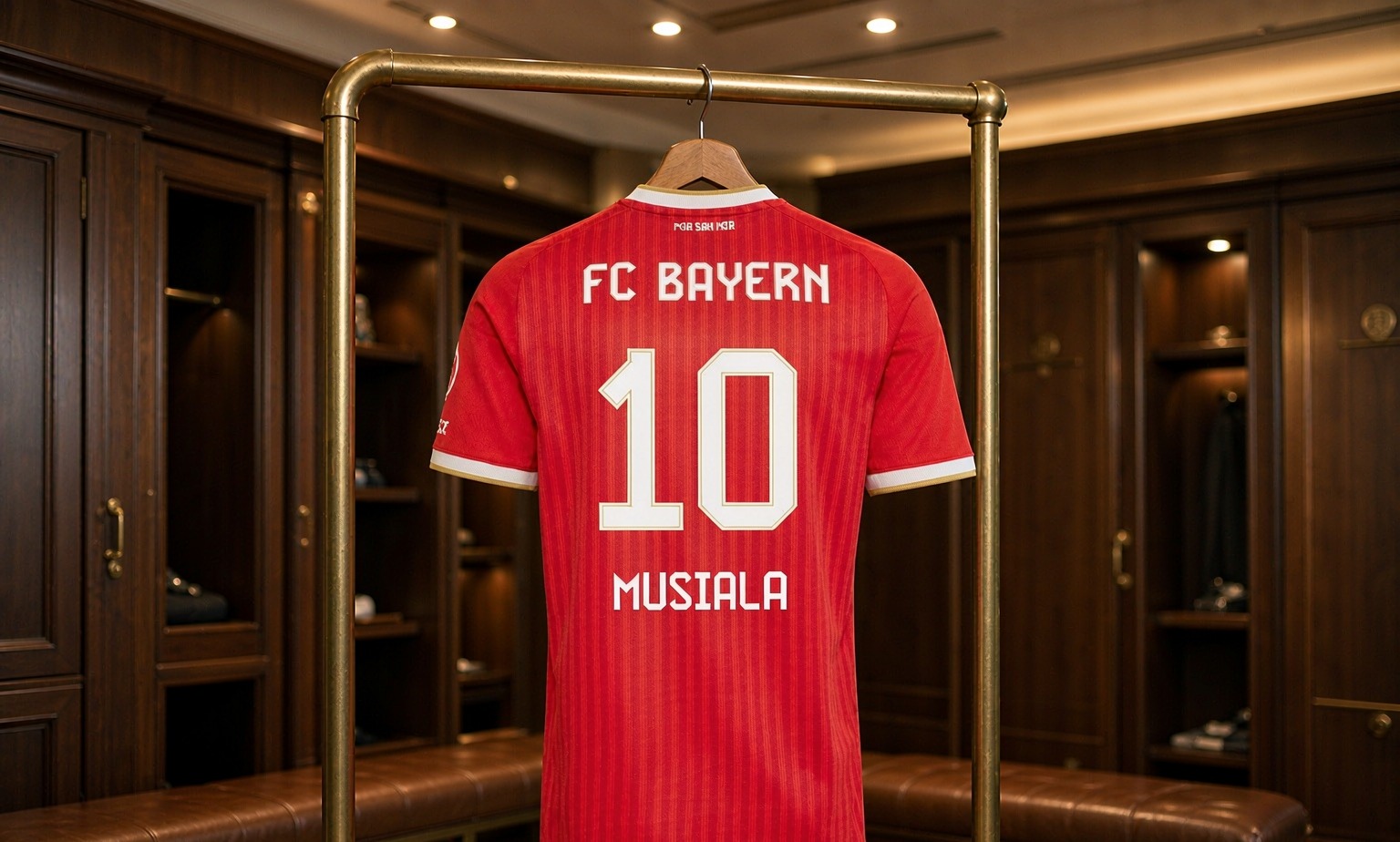 Our 2026/27 Bayern Munich No.10 shirt in the dressing room