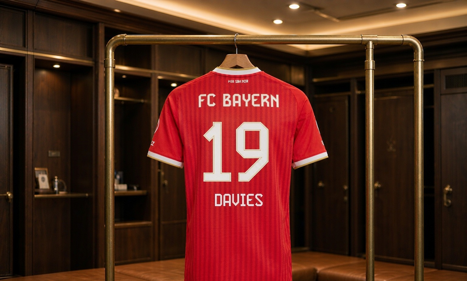Our 2026/27 Bayern Munich No.19 shirt in the dressing room