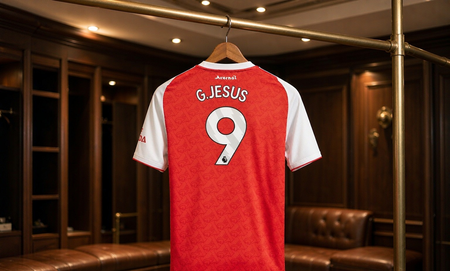 Our 2026/27 Arsenal No.9 shirt in the dressing room