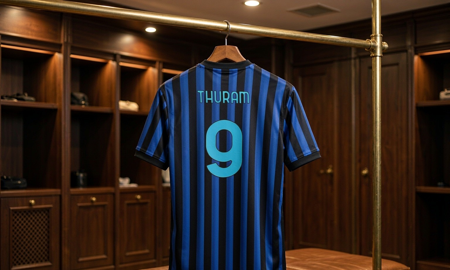 Our 2026/27 Inter Milan No.9 shirt in the dressing room