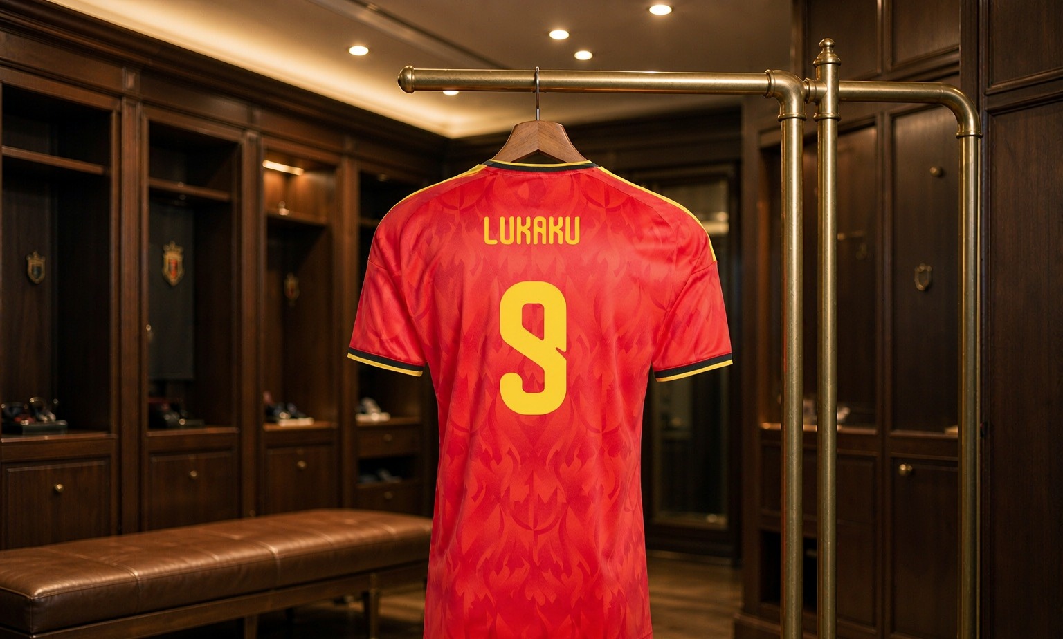 Our 2026/27 Belgium No.9 shirt in the dressing room