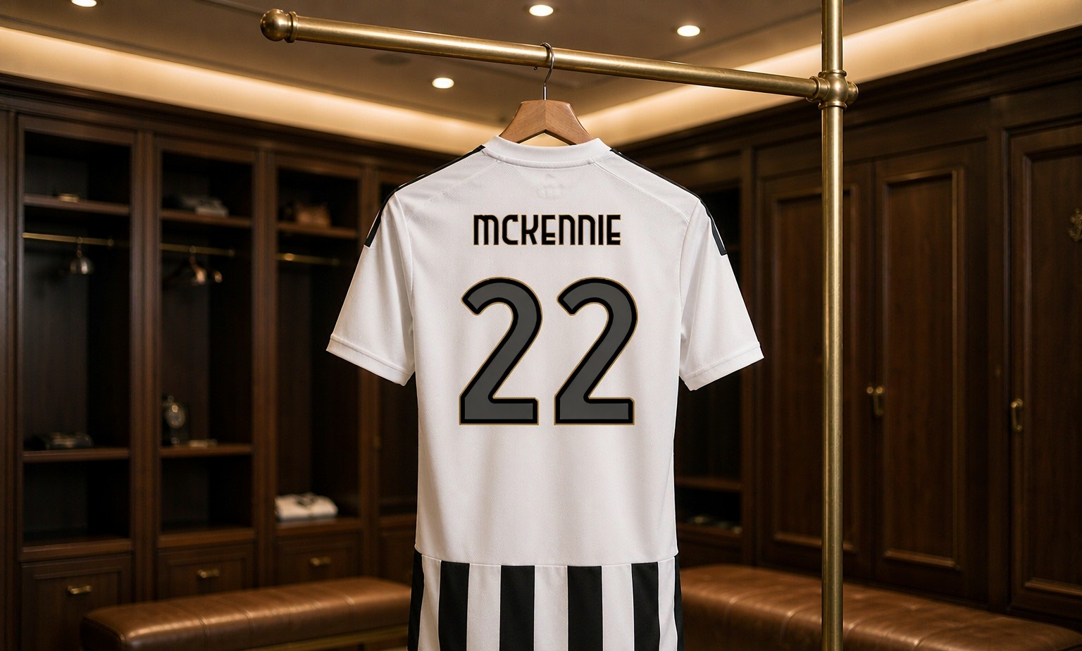 Our 2026/27 Juventus No.22 shirt in the dressing room