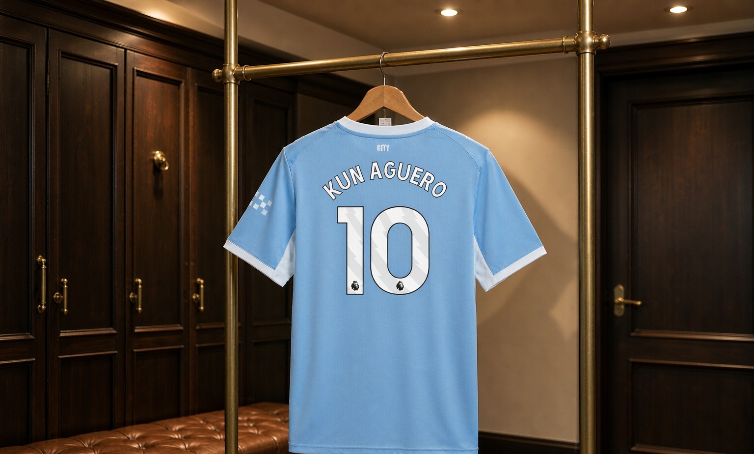 Our 2026/27 Manchester City No.10 shirt in the dressing room
