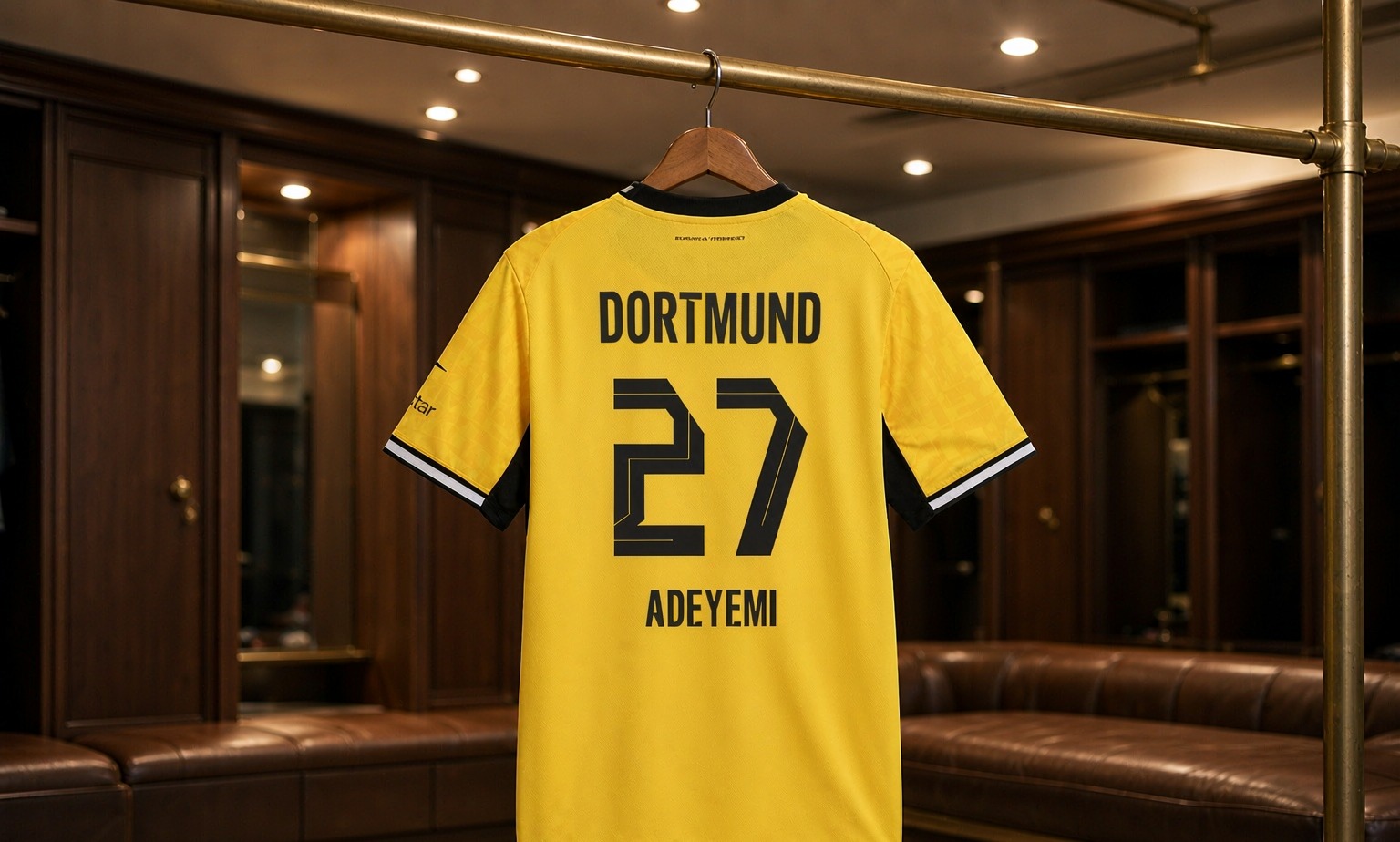 Our 2026/27 Borussia Dortmund No.27 shirt in the dressing room