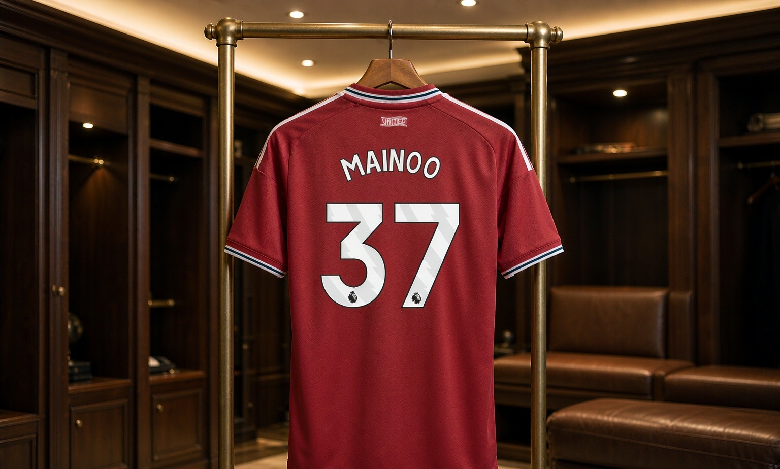 Our 2026/27 Manchester United No.37 shirt in the dressing room