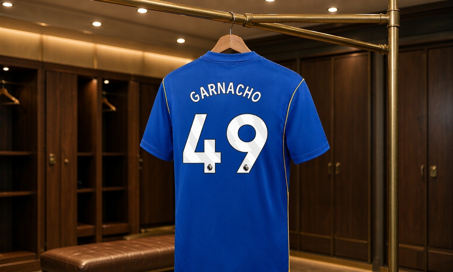 Our 2026/27 Chelsea No.49 shirt in the dressing room