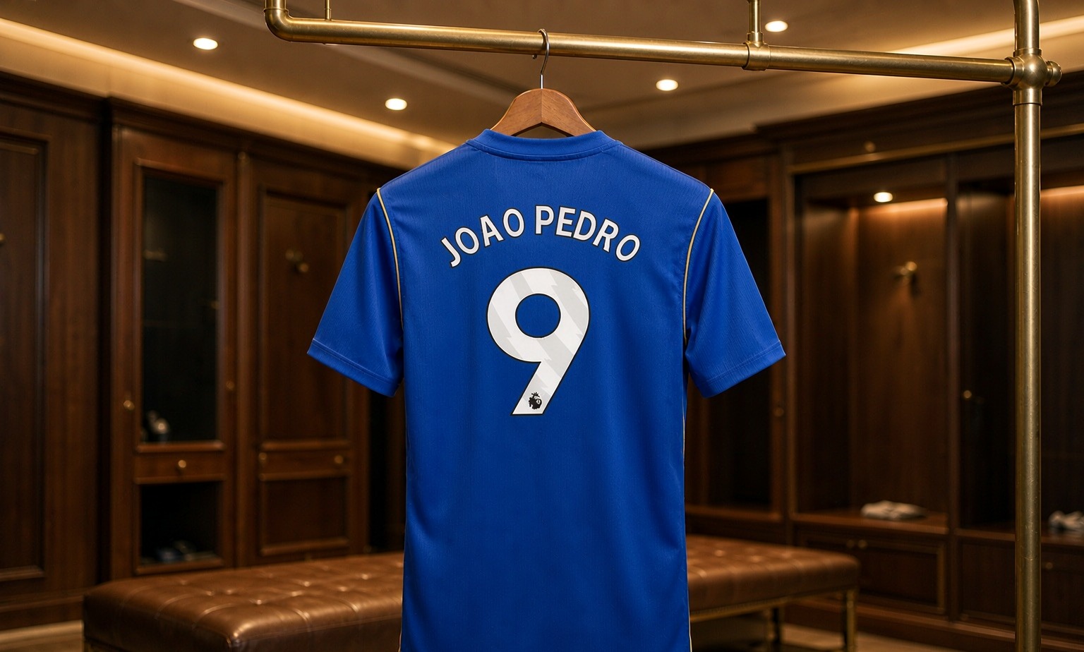 Our 2026/27 Chelsea No.9 shirt in the dressing room