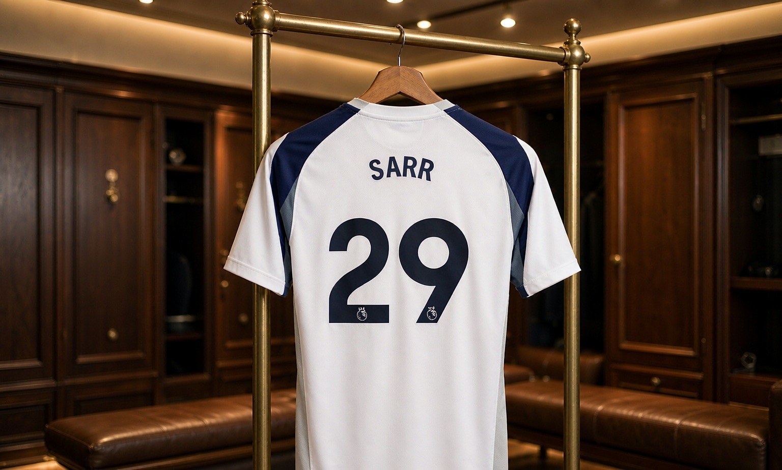 Our 2026/27 Tottenham No.29 shirt in the dressing room
