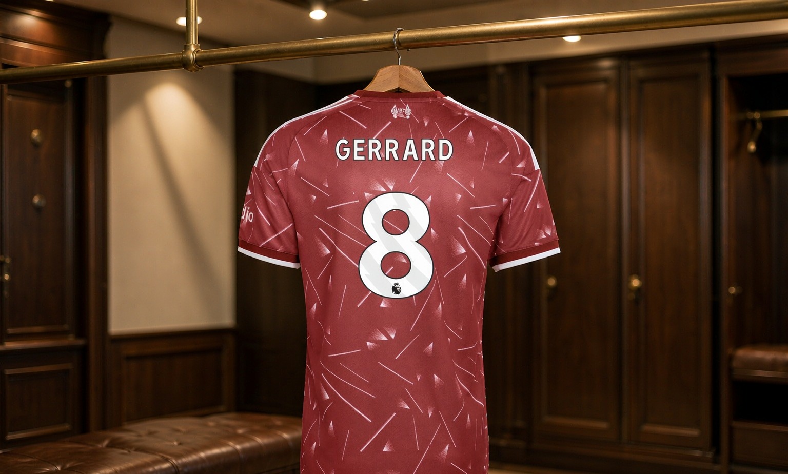 Our 2026/27 Liverpool No.8 shirt in the dressing room