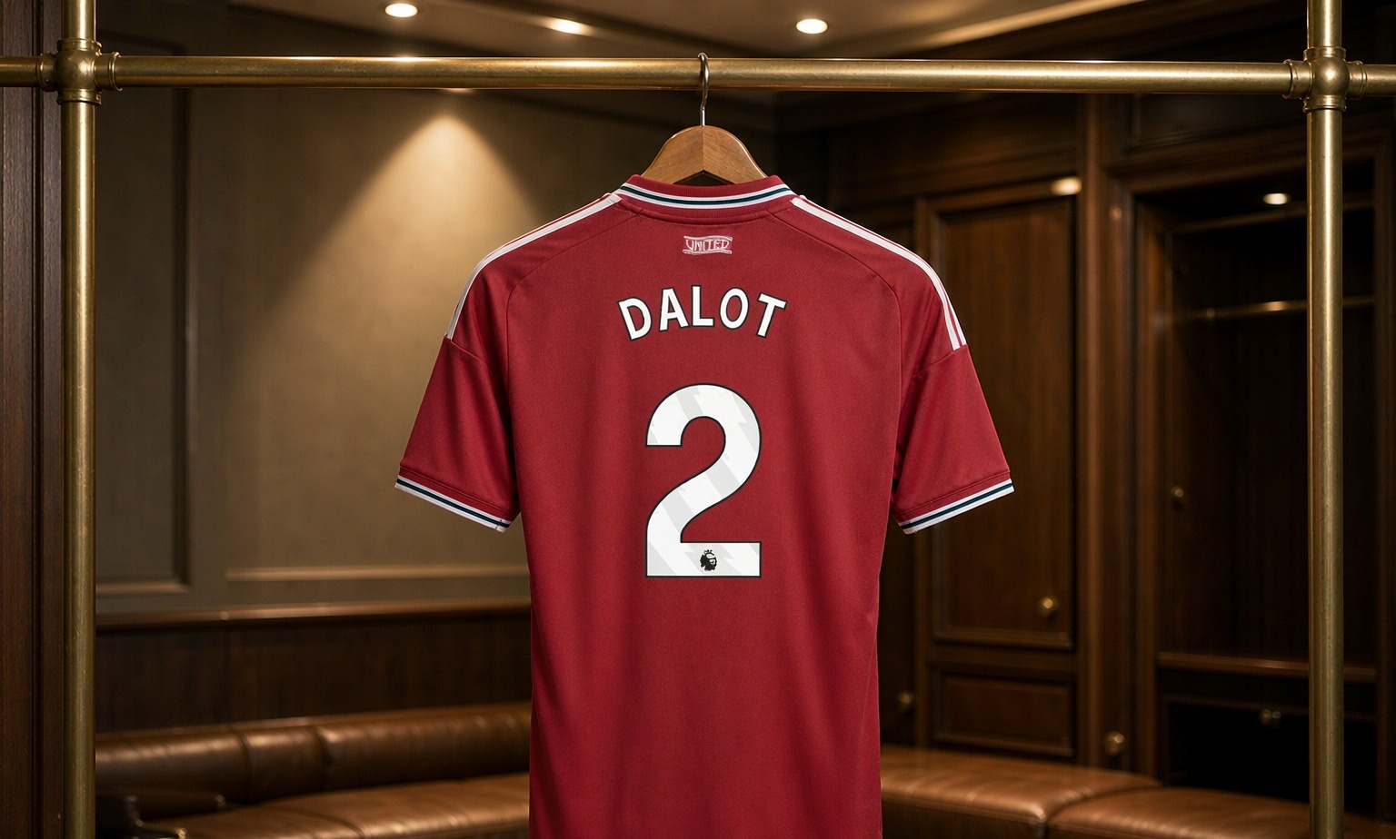 Our 2026/27 Manchester United No.2 shirt in the dressing room