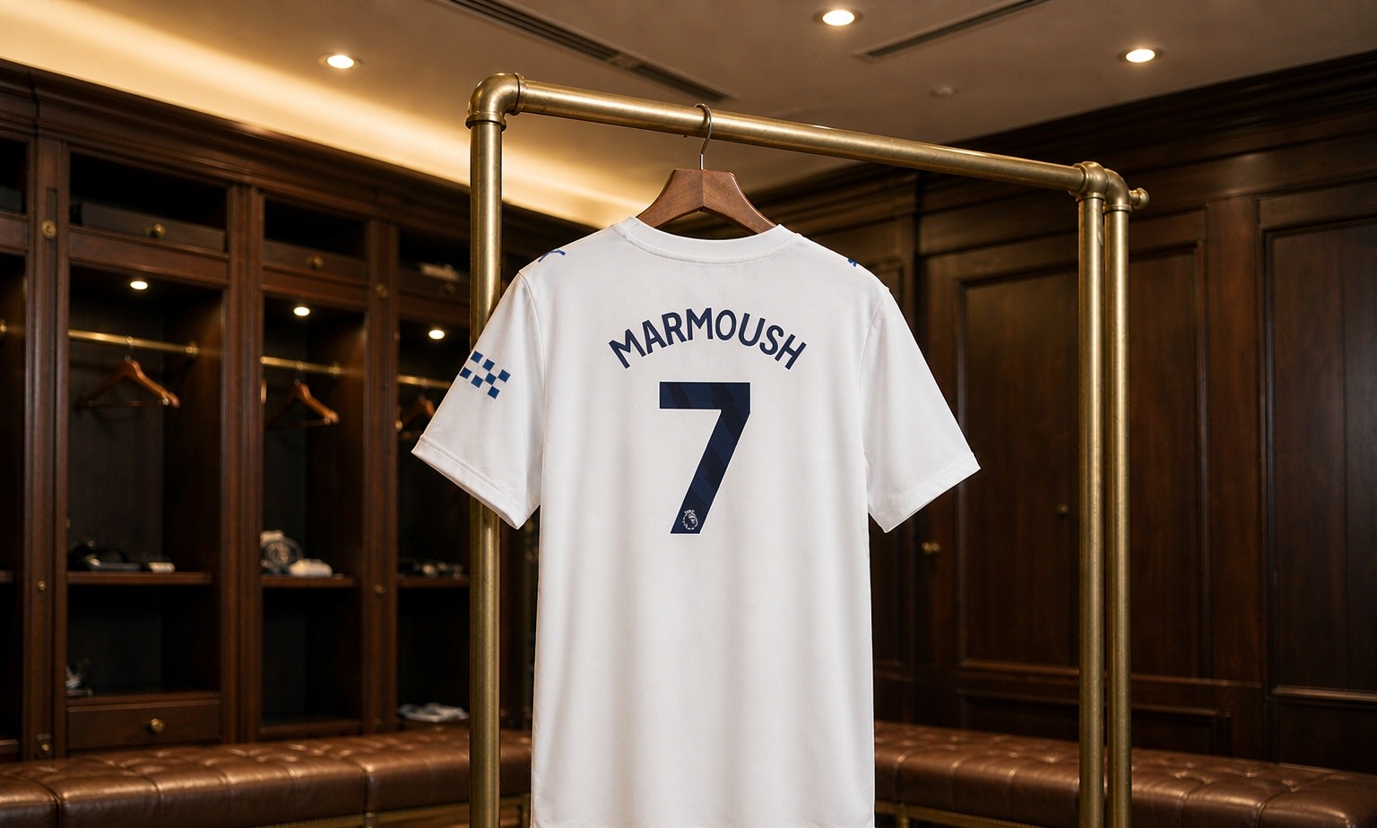Our 2026/27 Manchester City No.7 shirt in the dressing room