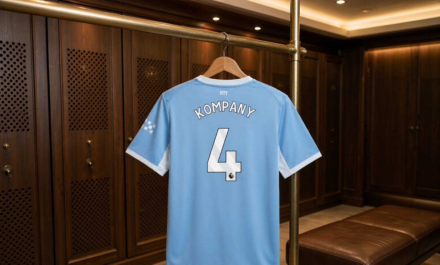 Our 2026/27 Manchester City No.4 shirt in the dressing room