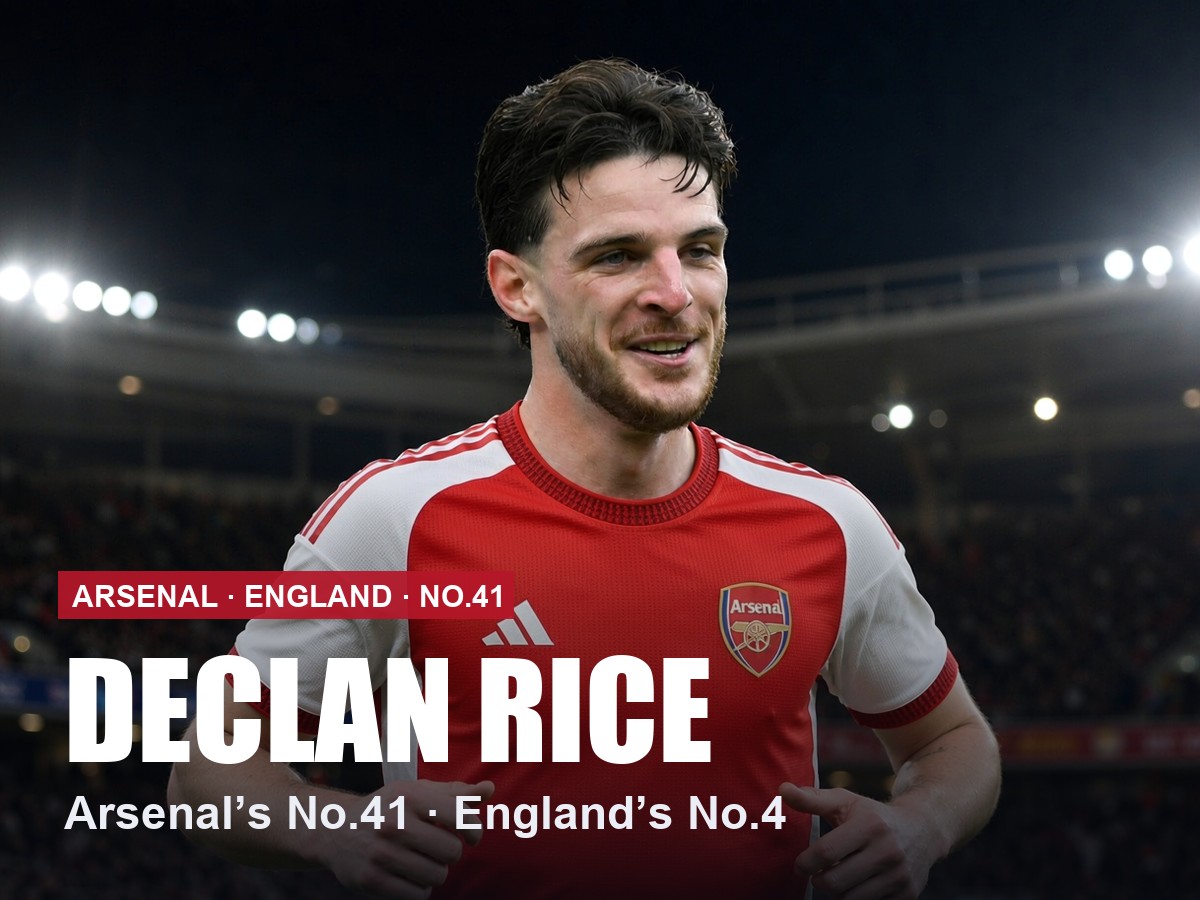 Declan Rice Arsenal number 41 shirt, 2026/27 season