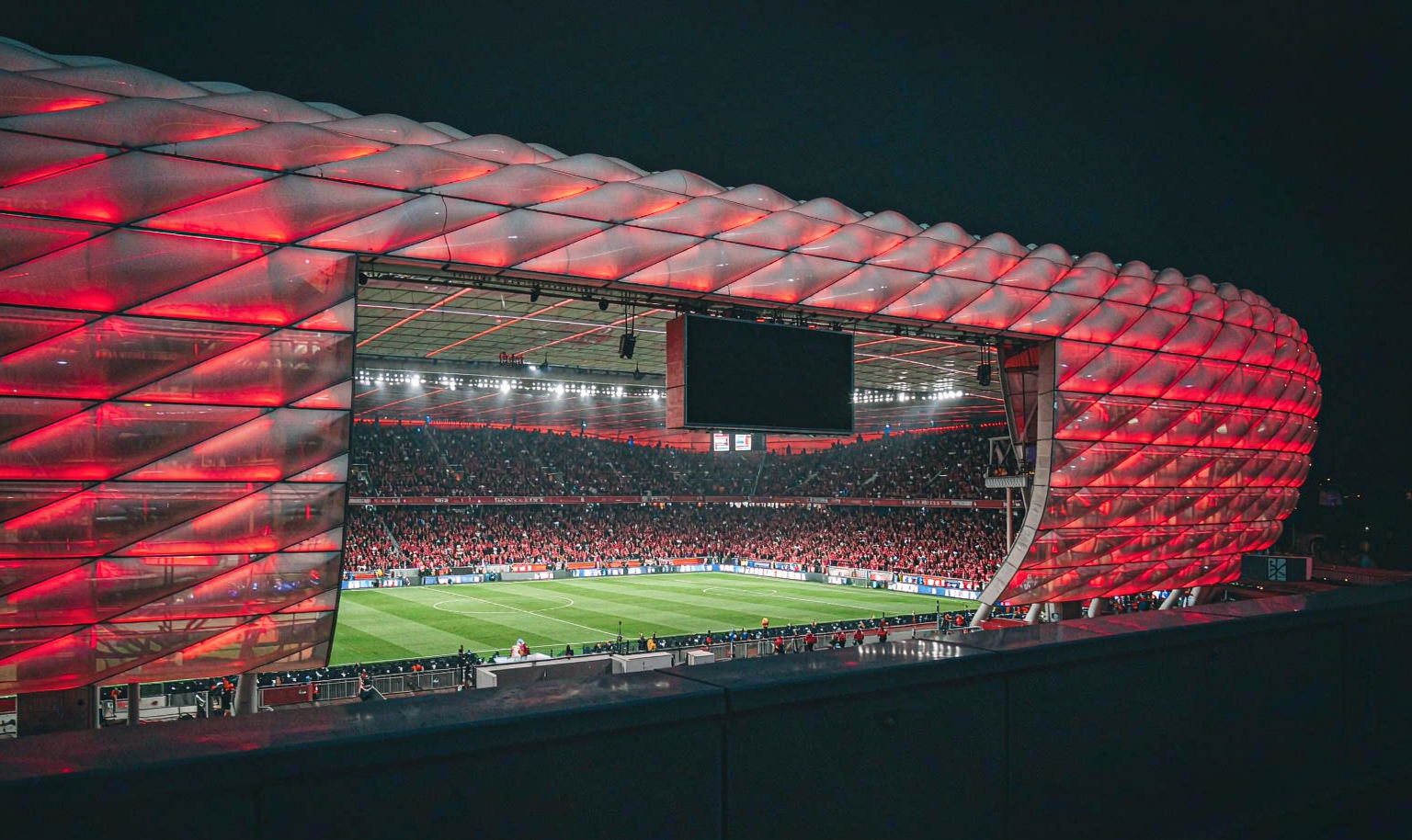 Allianz Arena at night - illuminated red