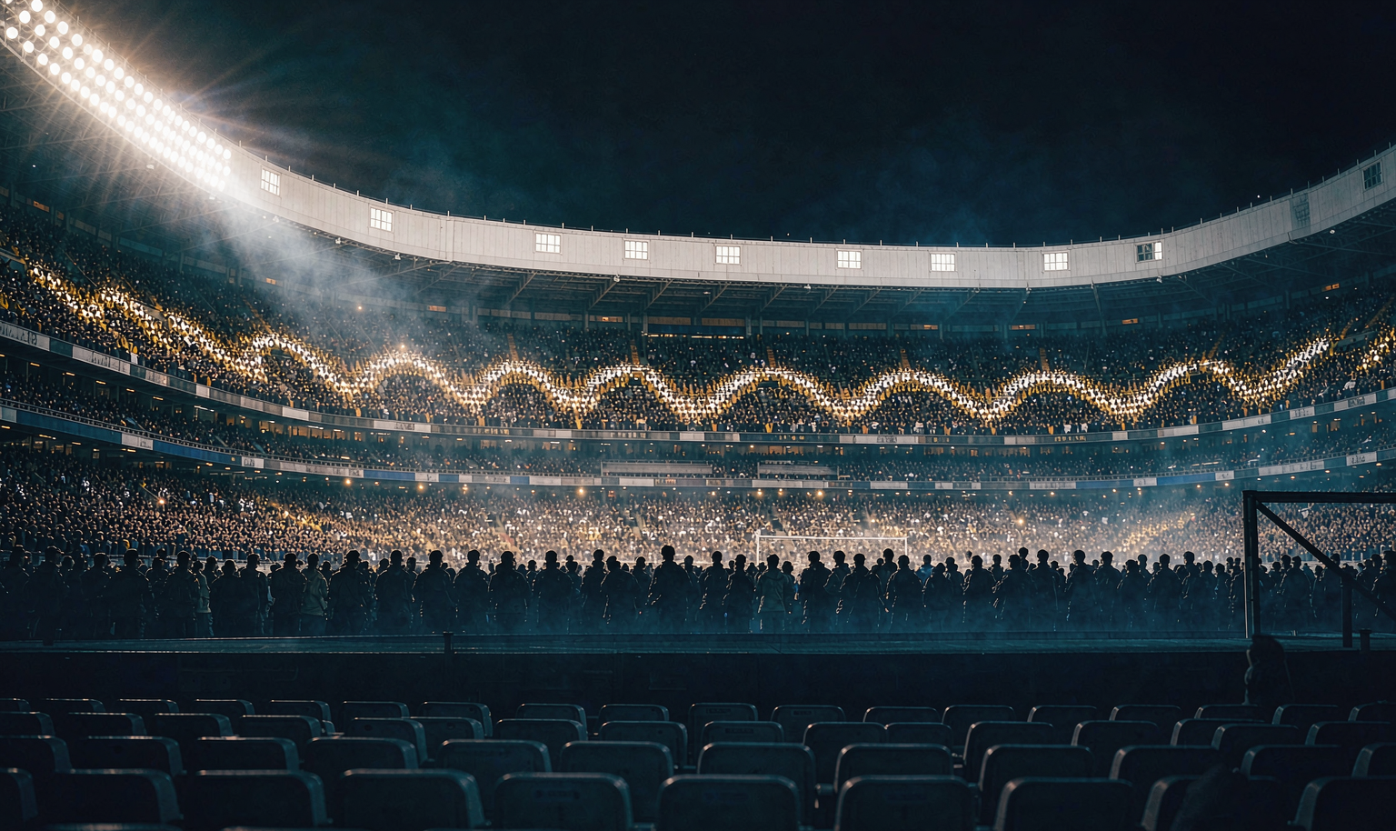 Santiago Bernabeu at night - Champions League atmosphere