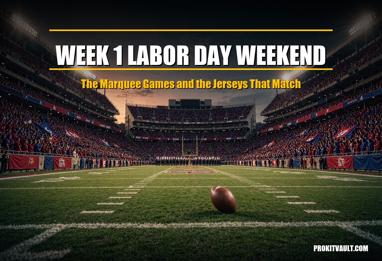 College football Week 1 2026 Labor Day weekend marquee games jersey guide cover