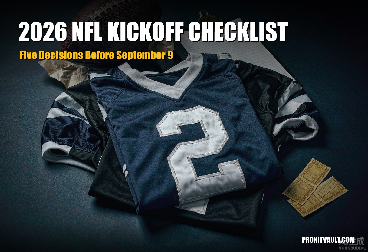 2026 NFL kickoff jersey checklist cover featuring game-day jerseys and gear