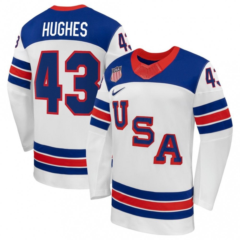 Quinn Hughes USA Hockey Olympic 2026 White Away Replica Jersey