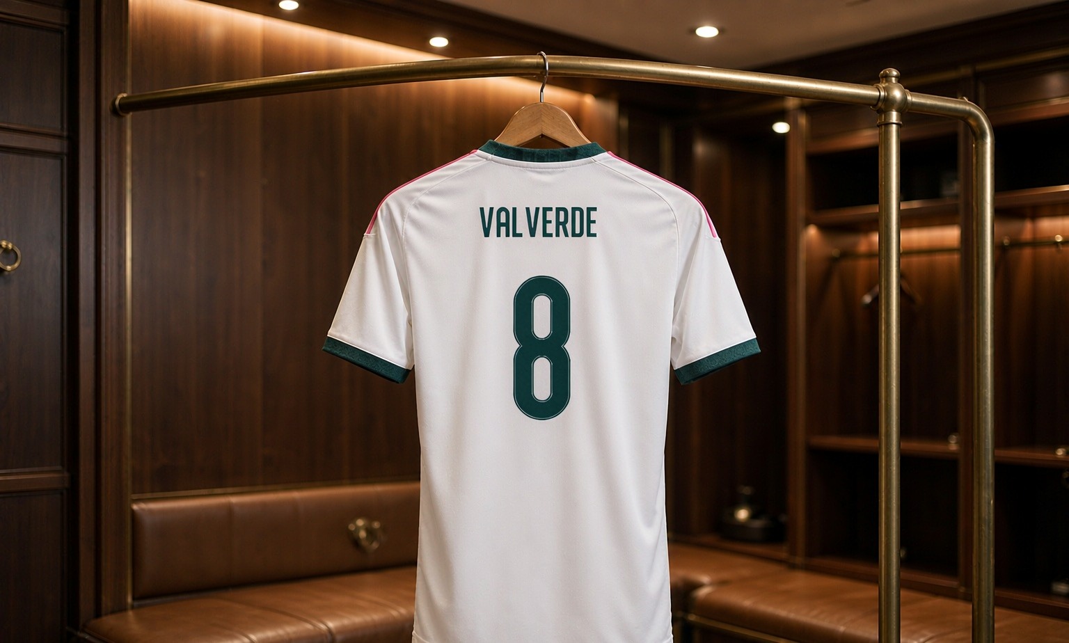 Our 2026/27 Real Madrid No.8 shirt in the dressing room