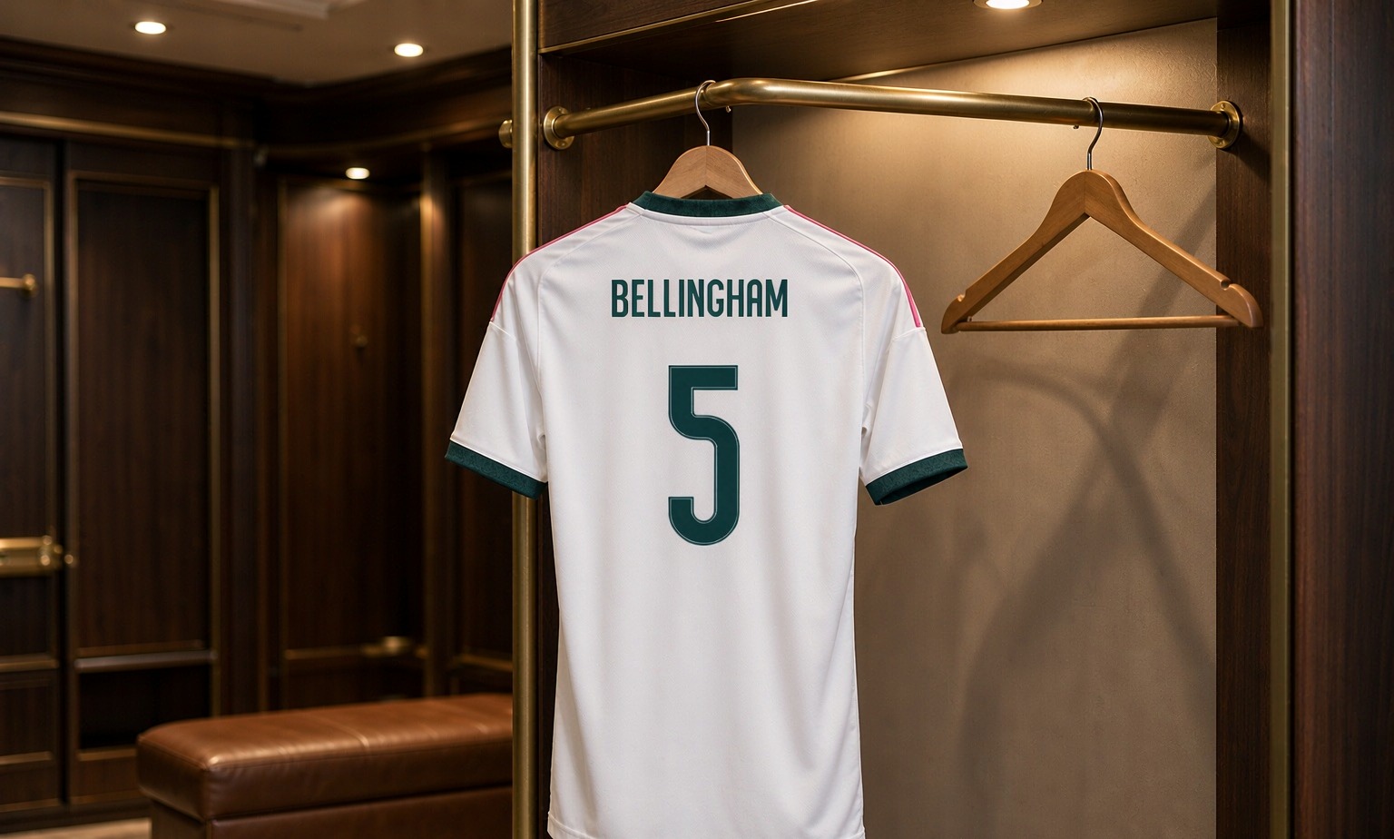 Our 2026/27 Real Madrid No.5 shirt in the dressing room