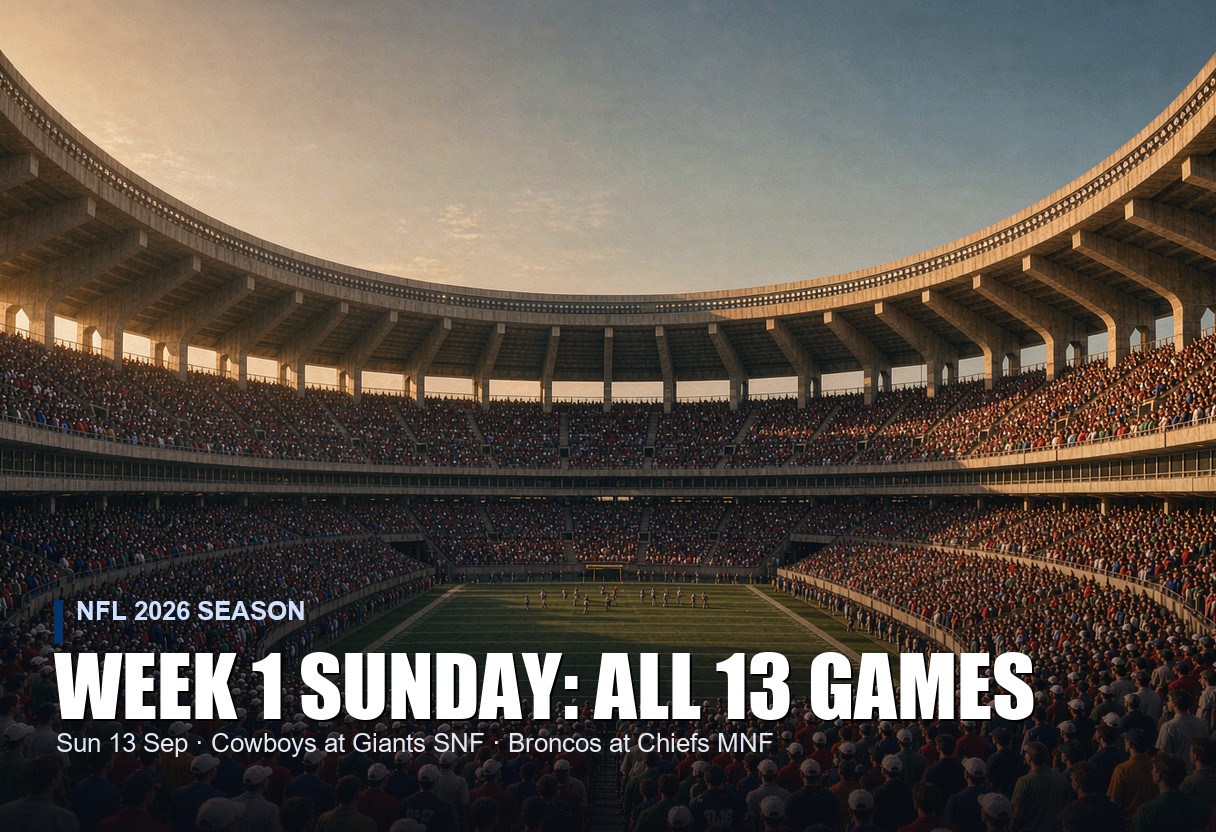 NFL Week 1 Sunday 2026: All 13 Games, Kickoff Times, and the Jersey to Wear