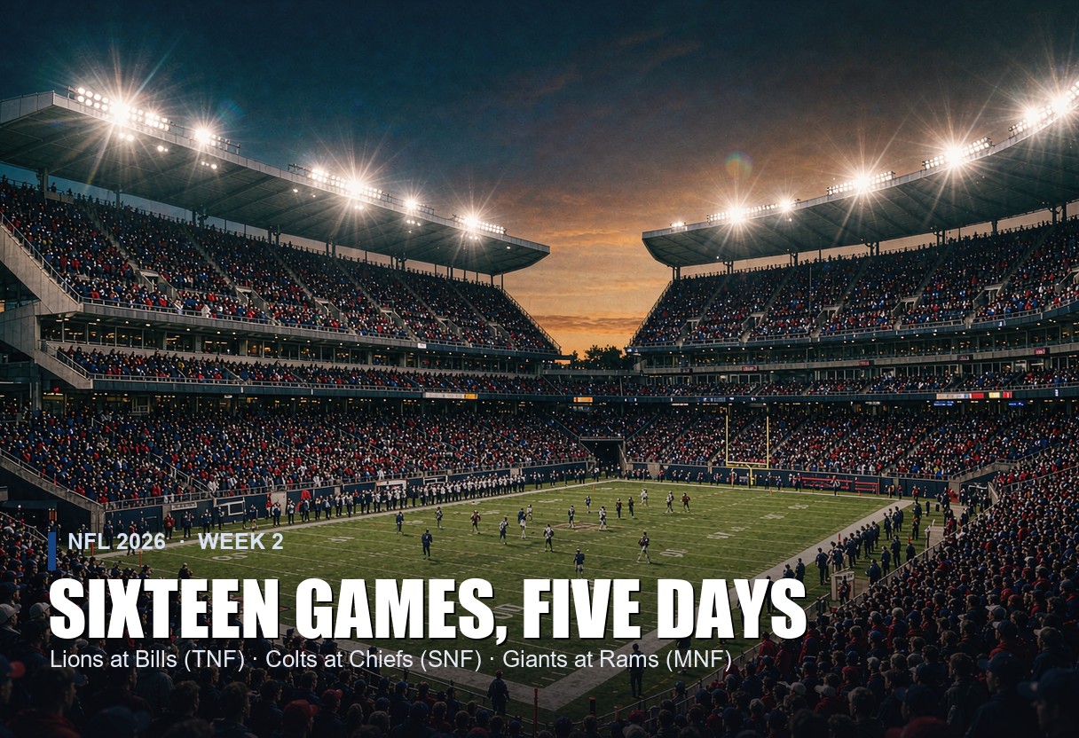 NFL Week 2 2026: All 16 Games, Kickoff Times, and the Jersey to Wear