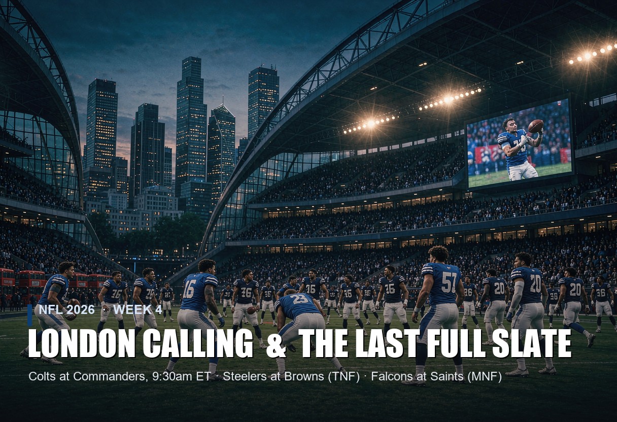 NFL Week 4 2026: All 16 Games, Kickoff Times, and the Jersey to Wear