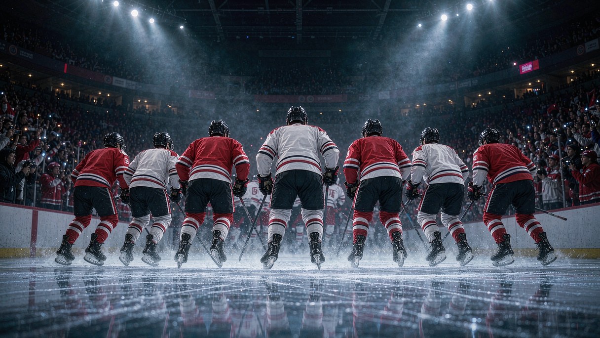 NHL players skate out for 2026-27 opening night under arena spotlights