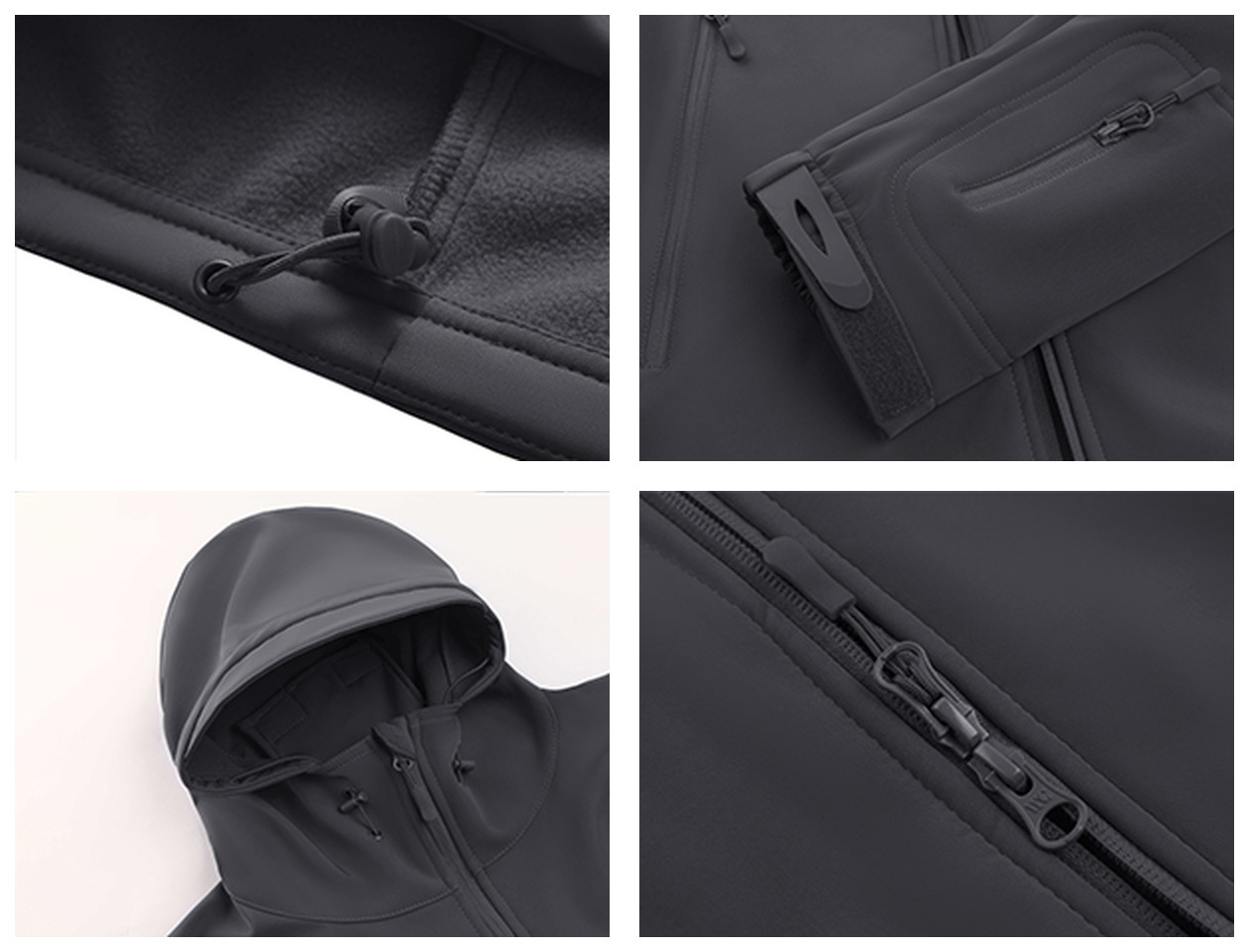 Men's Fleece Softshell Jacket Waterproof Winter Tactical Hooded