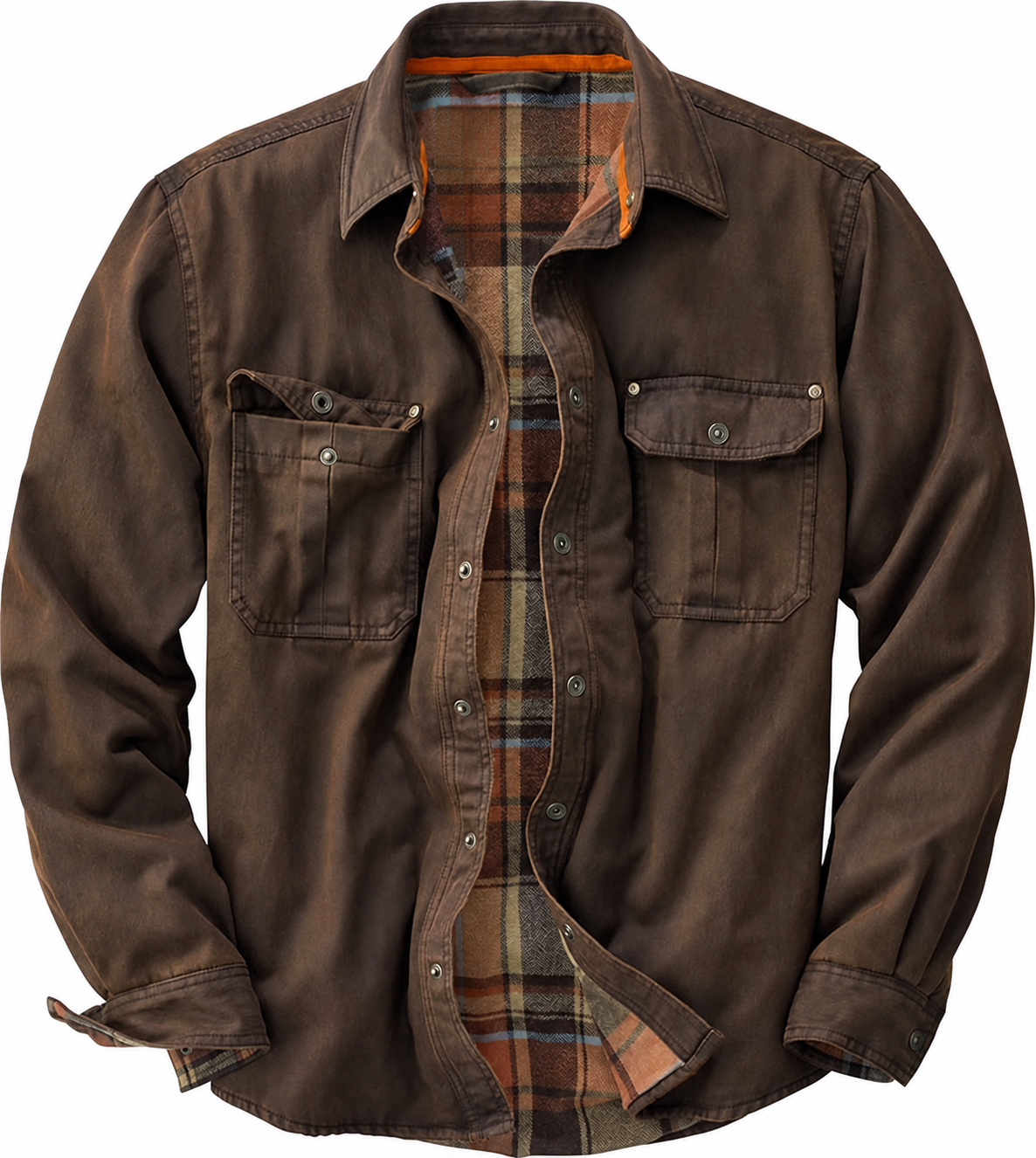 Men's Flannel Lined Shirt Jacket Waxed Cotton Water Resistant