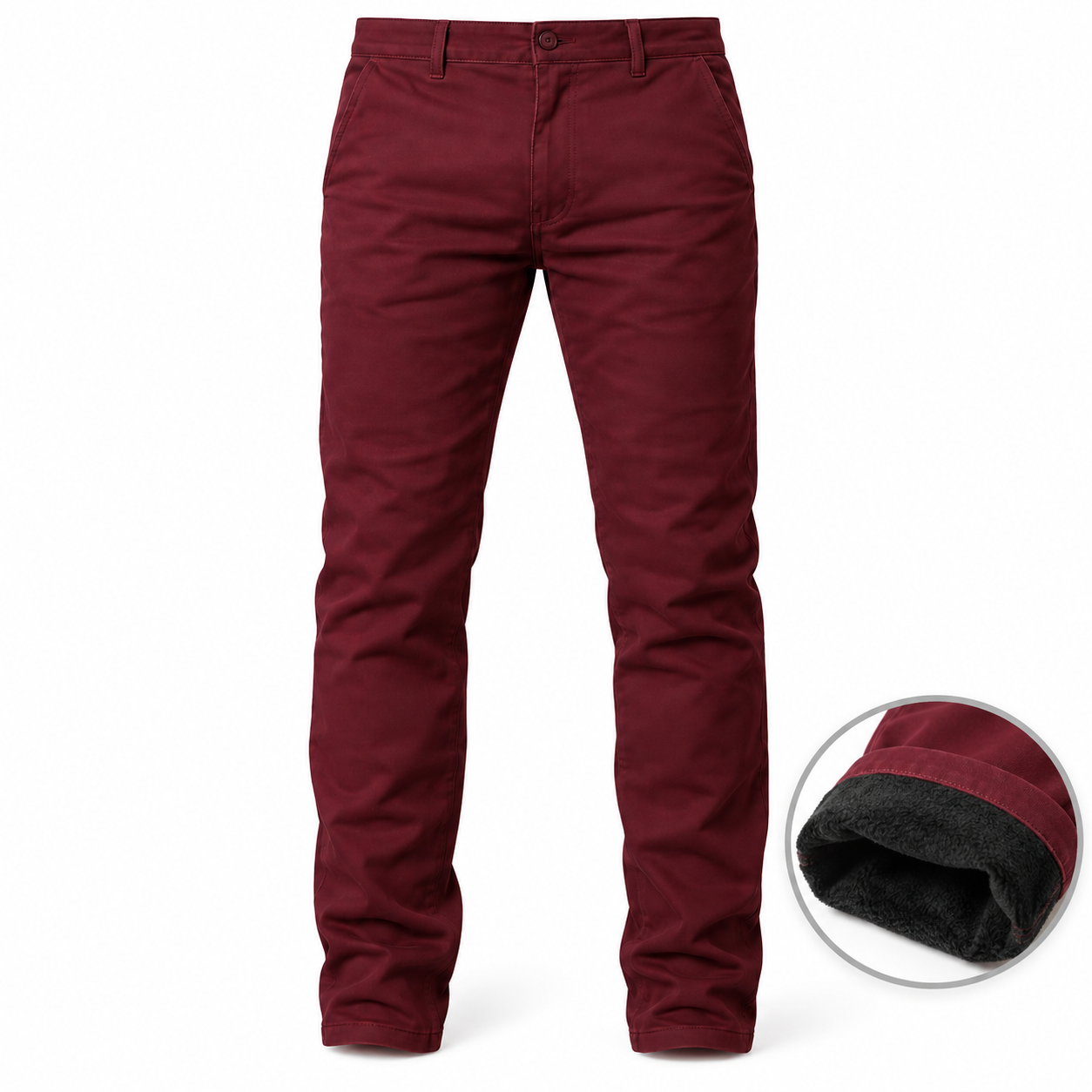 Men’s Heavyweight Fleece-Lined Stretch Chino Uniform Work Pants (31” Inseam)