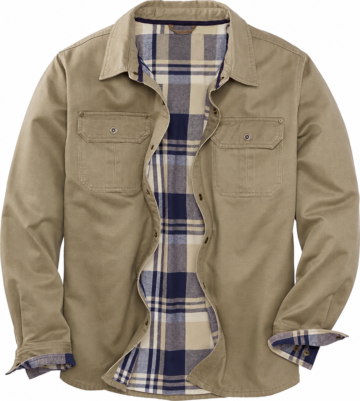 Men's Flannel Lined Shirt Jacket Waxed Cotton Water Resistant