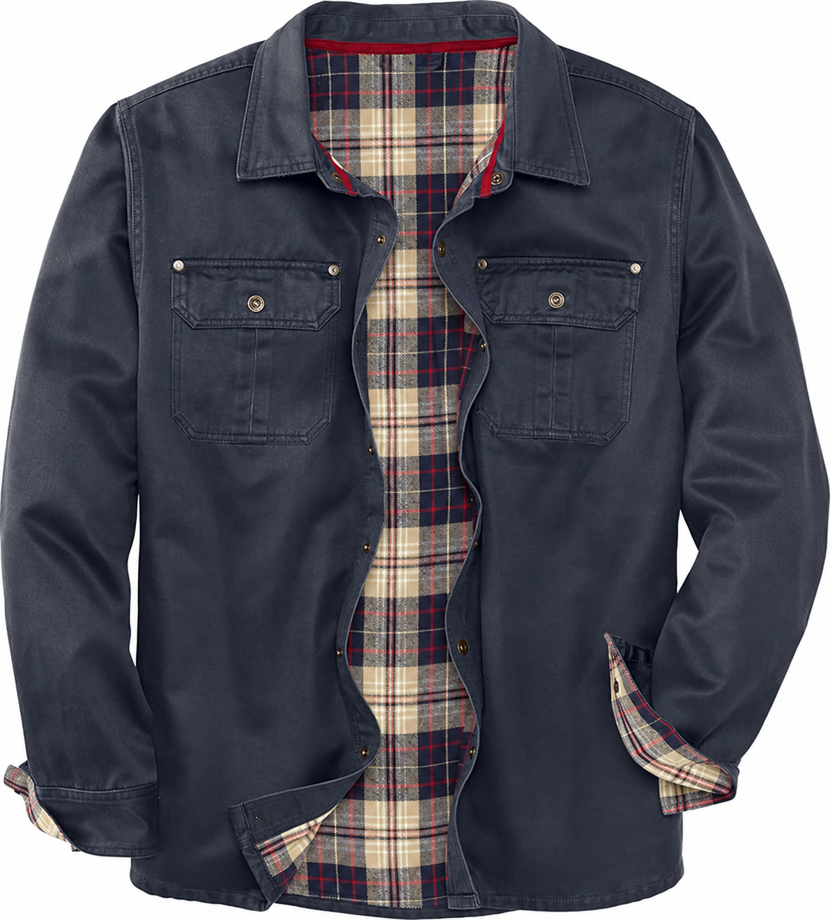 Men's Flannel Lined Shirt Jacket Waxed Cotton Water Resistant