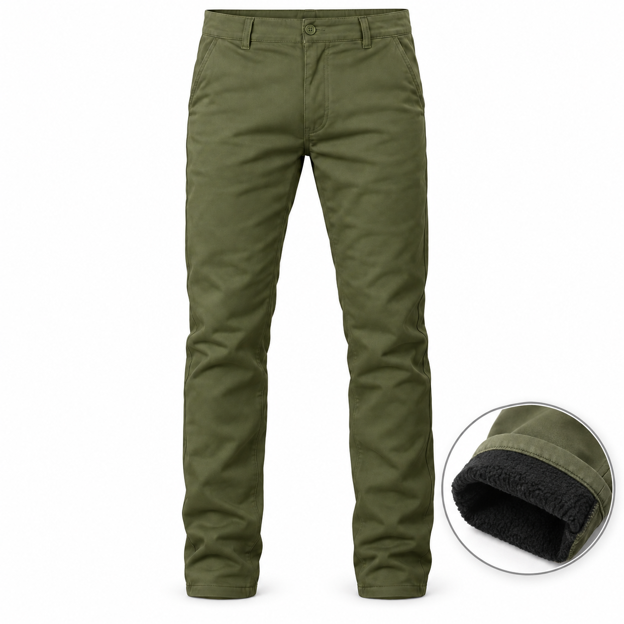 Men’s Heavyweight Fleece-Lined Stretch Chino Uniform Work Pants (31” Inseam)